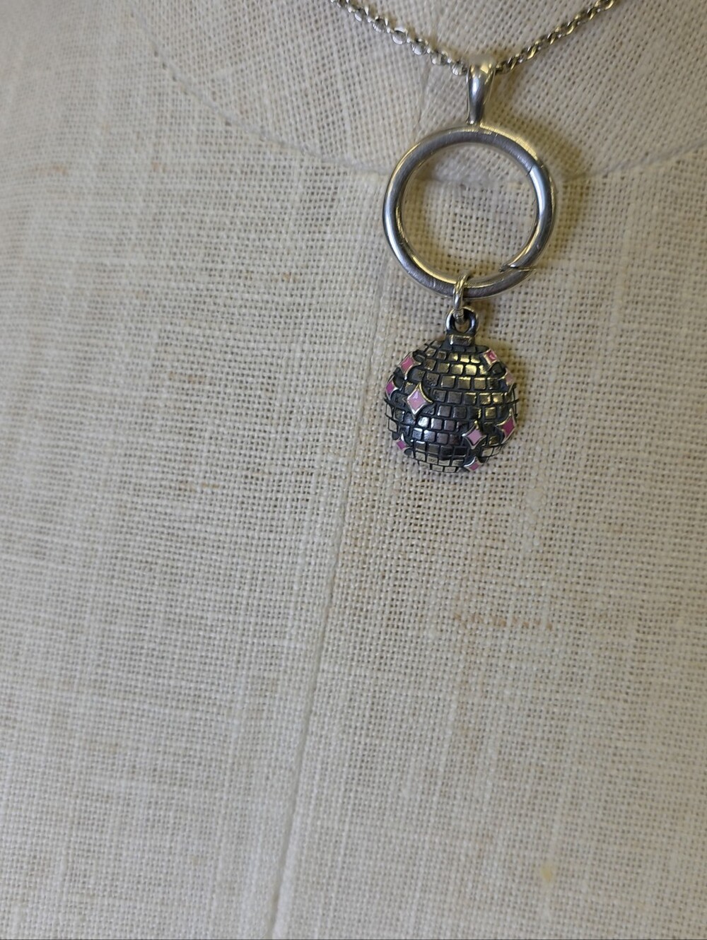 James Avery Silver Disco Ball Charm with Pink Enamel Stars New Limited - Picture 6 of 12